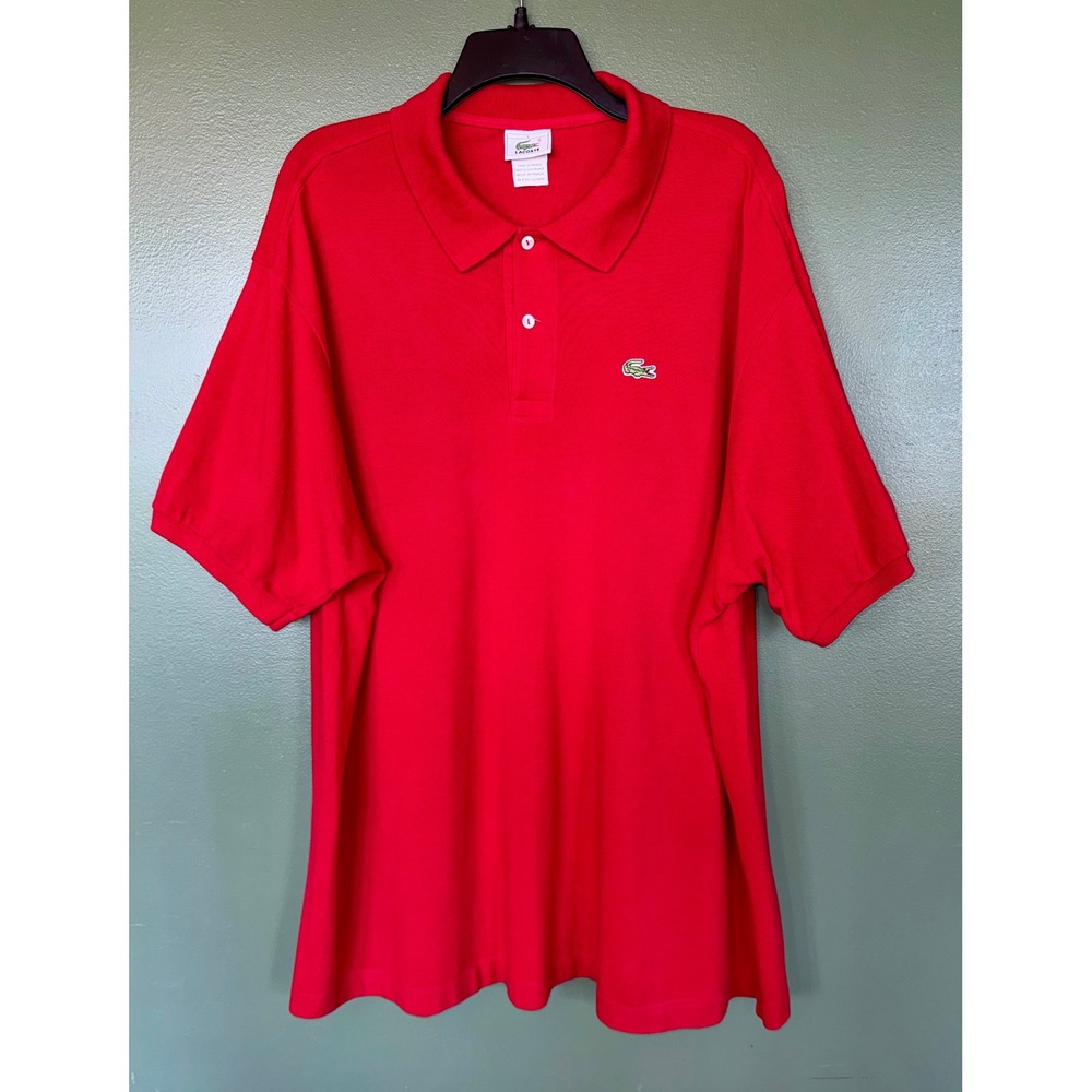 Lacoste Mens Red Short Sleeve Pique Polo Shirt Size 9 Made in France 3xl